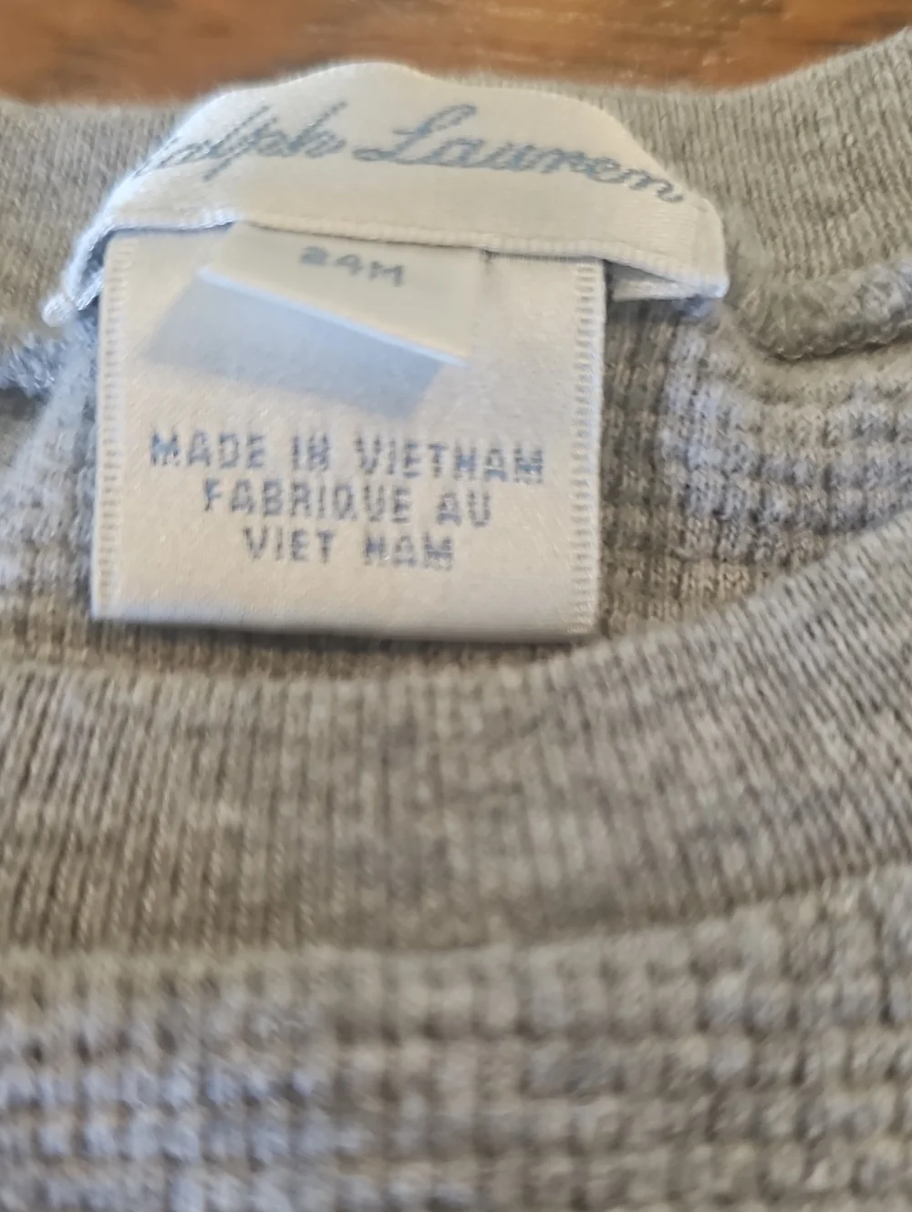Ralph Lauren Baby Grey Waffle Knit Long-Sleeve Top